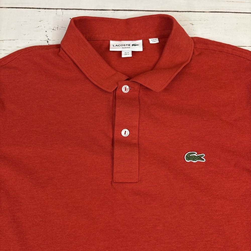 Lacoste Slim Fit Polo Shirt Mens Size 5 Large Red Short Sleeve